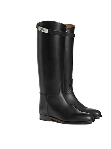 Kelly Jumping Long Boots Noir - HERMES - BALAAN.