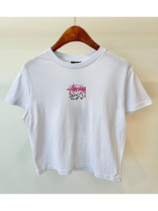 AU Australia PAIR OF DICE Slim Fit Crop T-Shirt ST124W2002 White WOMENS - STUSSY - BALAAN 1