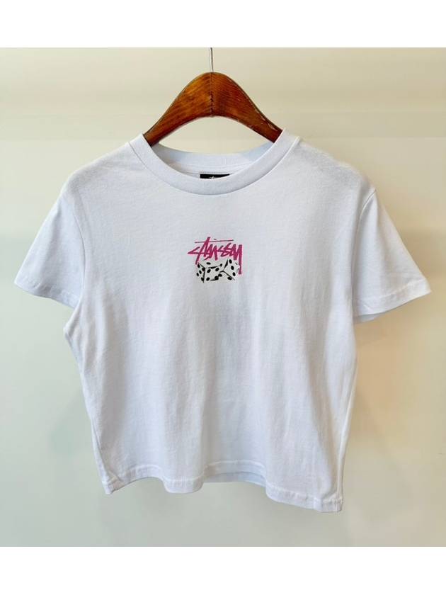 AU Australia PAIR OF DICE Slim Fit Crop T Shirt ST124W2002 White WOMENS - STUSSY - BALAAN 6
