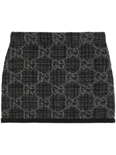 Women's GG Monogram Tweed A-Line Skirt Dark Grey - GUCCI - BALAAN 2