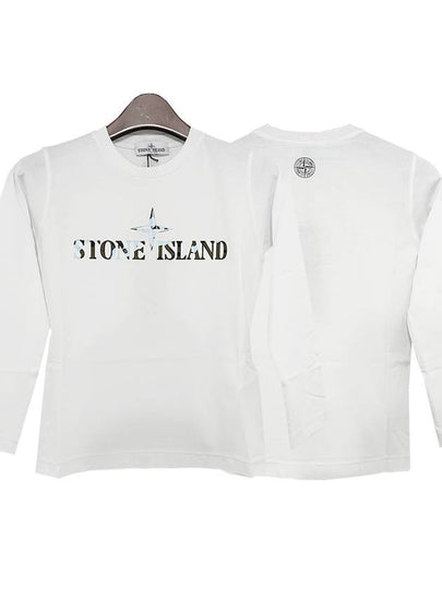 Kids Logo Long Sleeve T-Shirt White - STONE ISLAND - BALAAN 2