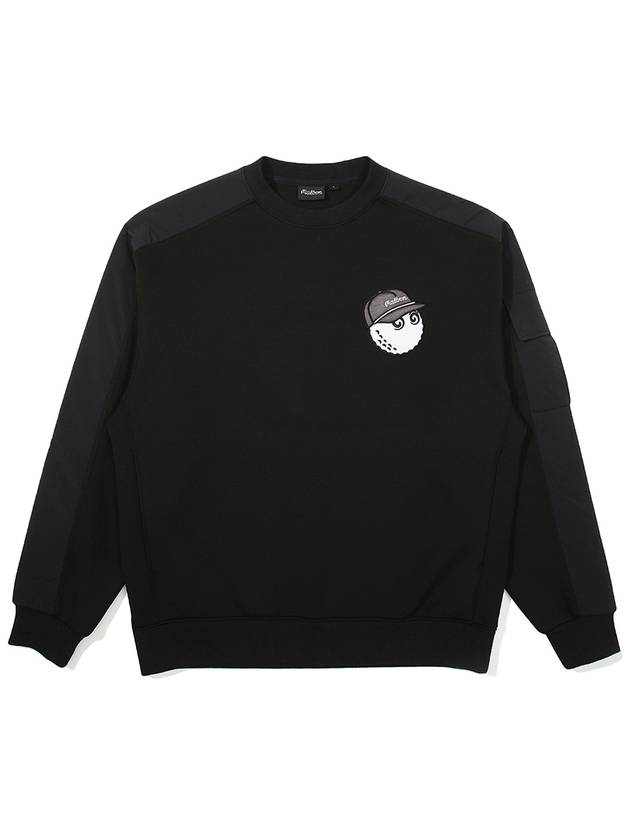 Bucket logo hybrid sweatshirt BLACK MAN - MALBON GOLF - BALAAN 1