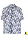FF Linen Long Sleeve Shirt Navy - FENDI - BALAAN 2
