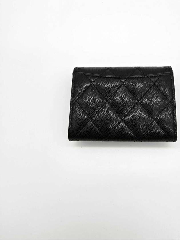 Classic Grained Calfskin Card Wallet Gold Black - CHANEL - BALAAN 4