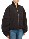 Drop Oversized Zipper Twill Bomber Jacket Black - GANNI - BALAAN 7