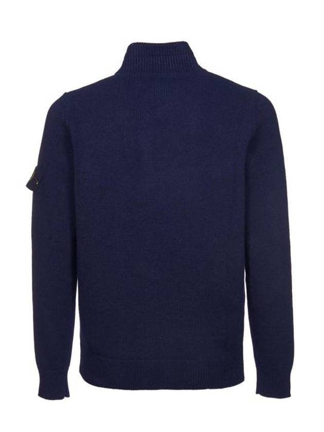 Wappen Patch Half Button Lambswool Knit Top Navy - STONE ISLAND - BALAAN 3