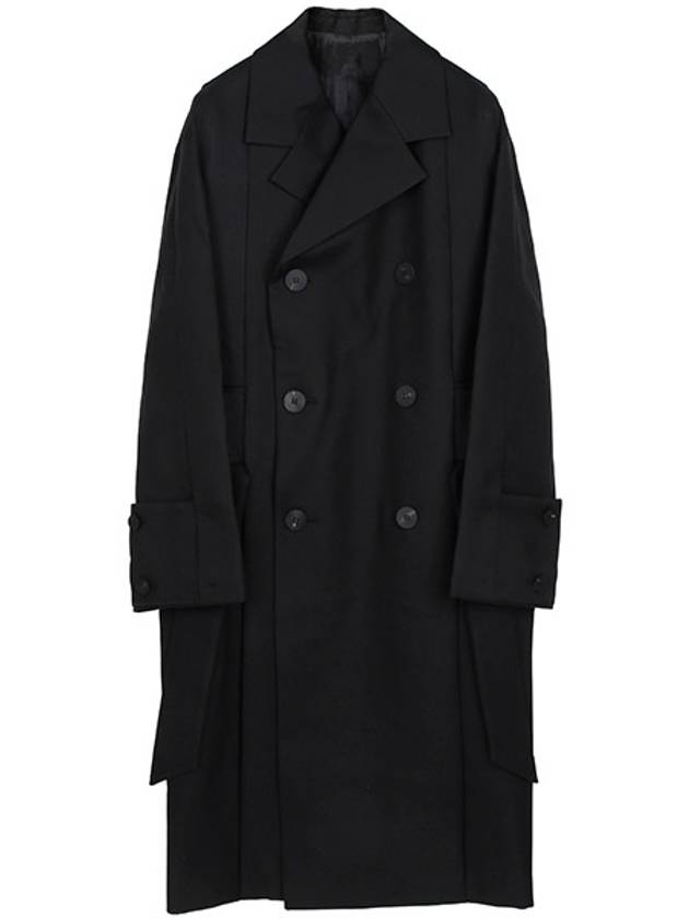 Black Belted Double Wool Coat W233HC01 901B - WOOYOUNGMI - BALAAN 1