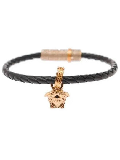 Medusa Charm Leather Knot Bracelet Black - VERSACE - BALAAN 2