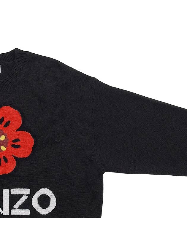 Boke Flower Logo Wool Knit Top Black - KENZO - BALAAN 5