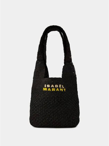 Praia Raffia Medium Tote Bag Shoulder Bag Black - ISABEL MARANT - BALAAN 1