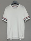 Striped round neck textured cotton short sleeve t shirt 4 - THOM BROWNE - BALAAN 1