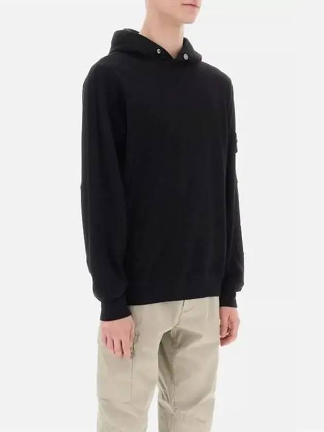 Compass Badge Cotton Hoodie Black - STONE ISLAND - BALAAN 5