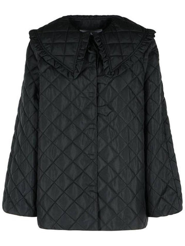 Ganni 'Quilt' Black Nylon Jacket - GANNI - BALAAN 1