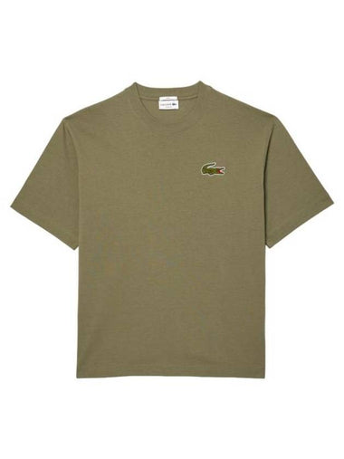 Loose Fit Heavy Cotton Badge Short Sleeve T-Shirt Khaki - LACOSTE - BALAAN 1