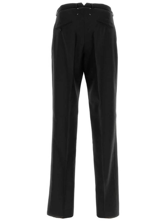 Men's Bag Logo Jet Wool High Straight Pants Black - MAISON MARGIELA - BALAAN 3