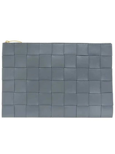 BOTTEGA VENETA Intrecciato Leather Clutch Bag Gray 651409 VCQC1 1233 - BOTTEGA VENETA - BALAAN