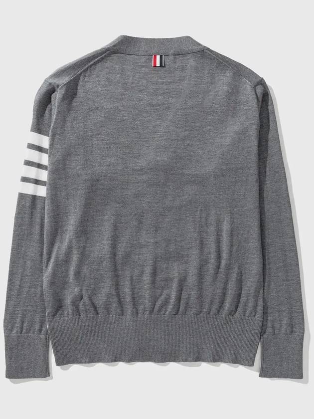 Thom Browne Merino Wool Knit 4 Bar Sleeve Classic Vneck Cardigan - THOM BROWNE - BALAAN 2