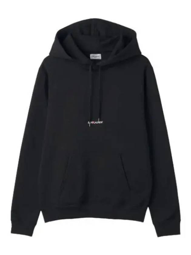 Logo Rive Gauche Hooded Black Sweatshirt - SAINT LAURENT - BALAAN 1