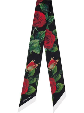 Jacquard twill DG log rose print head scarf - DOLCE&GABBANA - BALAAN 1