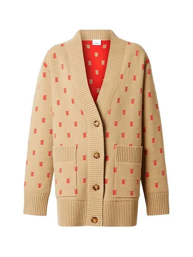 Monogram Wool Cashmere Oversized Cardigan Archive Beige - BURBERRY - BALAAN 3