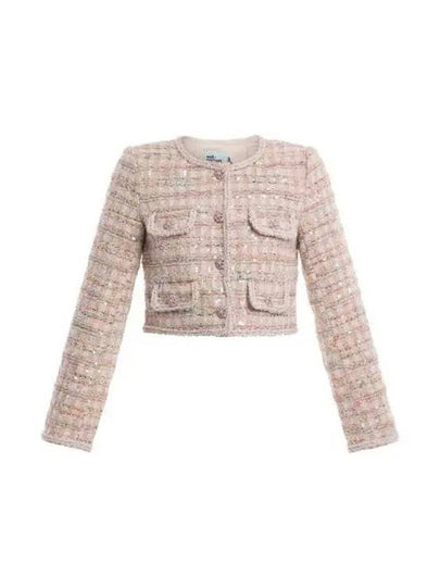 Women's Sequin Boucle Crop Jacket Pink - SELF PORTRAIT - BALAAN 2