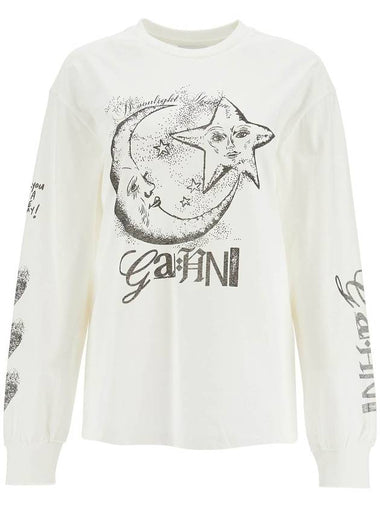 long-sleeved t-shirt with graphic print - GANNI - BALAAN 1