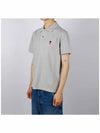 Men's Heart Logo Polo Shirt Grey - AMI - BALAAN 3