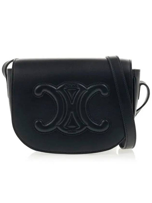 Folco Cuir Triomphe Calfskin Cross Bag Black - CELINE - BALAAN.