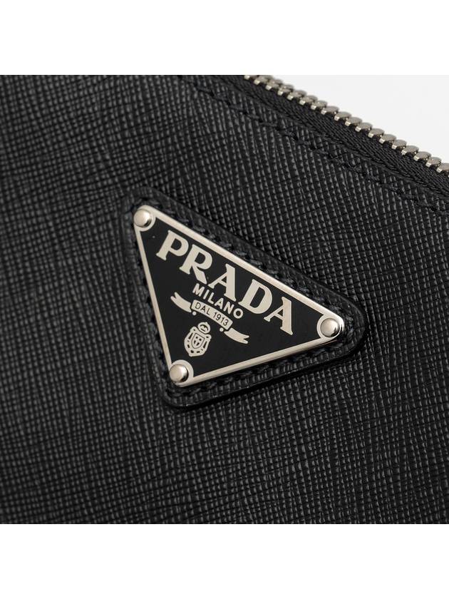 Triangle Logo Saffiano Leather Cross Bag Black - PRADA - BALAAN 7