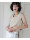 Linen Knit Vest Stitched by Hand OATMEAL women s top - RUBATI - BALAAN 7