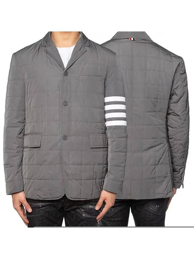 4 Bar Poly Twill Padding Blazer Jacket Grey - THOM BROWNE - BALAAN 2