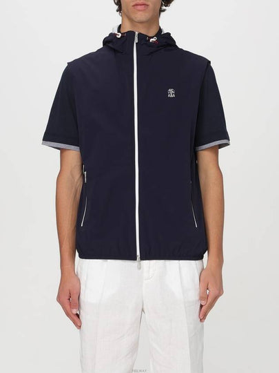 Drawstring Hood Zipped Vest Navy - BRUNELLO CUCINELLI - BALAAN 2