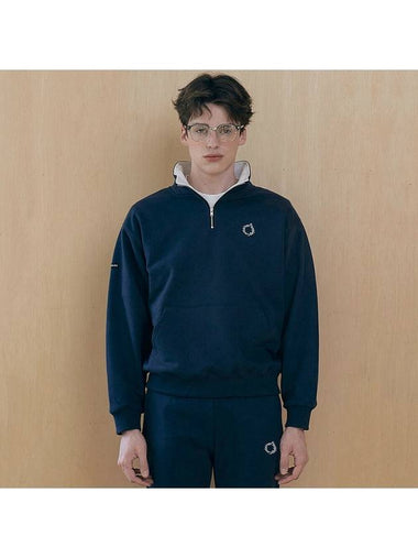 RC Round Logo Combi Half Zip Up Sweatshirt  MTM Navy - REPLAYCONTAINER - BALAAN 1