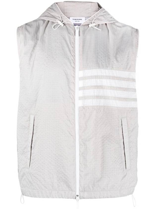 Ultralight Ripstop 4-Bar Hooded Vest Grey - THOM BROWNE - BALAAN 1