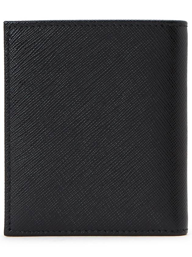 Triangular Logo Saffiano Half Wallet Black - PRADA - BALAAN 3