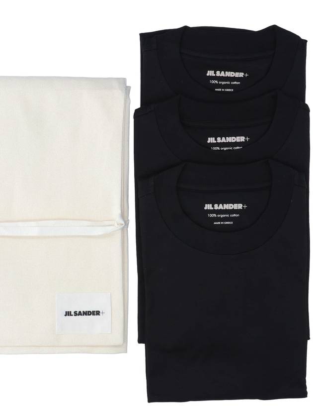 Logo Label Cotton 3 Pack Short Sleeve T-Shirt Black - JIL SANDER - BALAAN 4