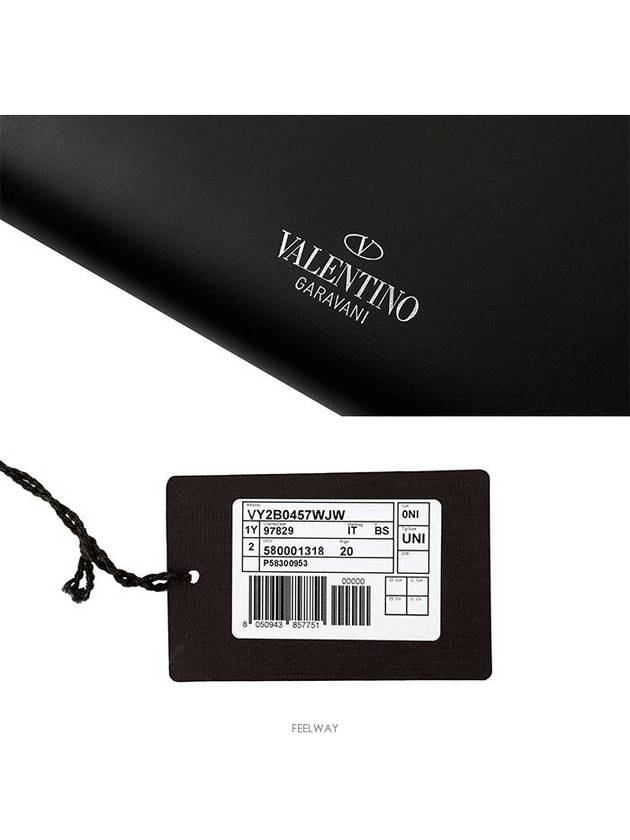 Rockstud VLTN Logo Document Clutch Bag Black - VALENTINO - BALAAN 8