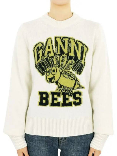 Women's Logo Intarsia Knit Top Off White - GANNI - BALAAN 2