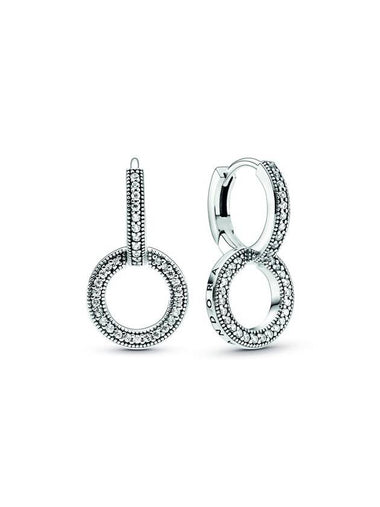 Sparkling Double Hoop Earrings Silver - PANDORA - BALAAN 1