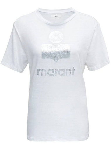 Zewel Logo Print Linen Short Sleeve T-Shirt White - ISABEL MARANT - BALAAN 1