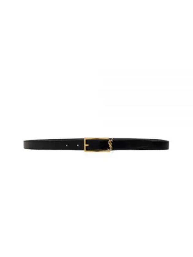 Logo Leather Belt Black - SAINT LAURENT - BALAAN 2