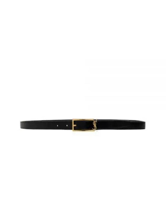 Logo Leather Belt Black - SAINT LAURENT - BALAAN 2