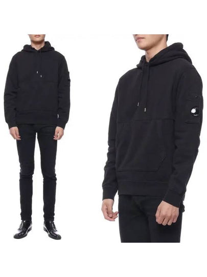 Lens Wappen Diagonal Fleece Hoodie Black - CP COMPANY - BALAAN 2