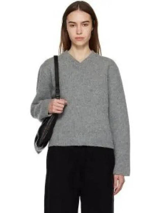 V-neck Cropped Wool Knit Top Grey - MAISON MARGIELA - BALAAN 2