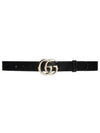 GG Marmont Thin Leather Belt Black - GUCCI - BALAAN 2