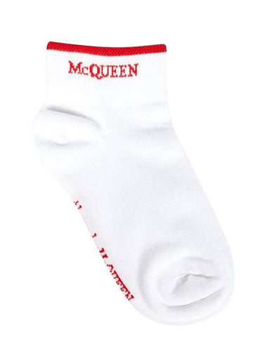 Red Logo Ankle Socks White - ALEXANDER MCQUEEN - BALAAN 1