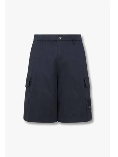 Men s Logo Patch Soft Cargo Shorts Navy - ARMANI EXCHANGE - BALAAN 1