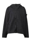 Supima Cotton Twill Stretch-TC Over Hooded Jacket Black - STONE ISLAND - BALAAN 2