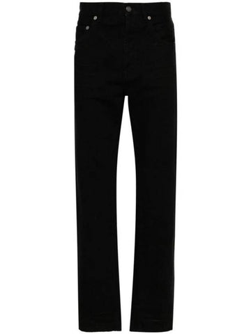 Denim Cotton Straight Jeans Black - SAINT LAURENT - BALAAN 1