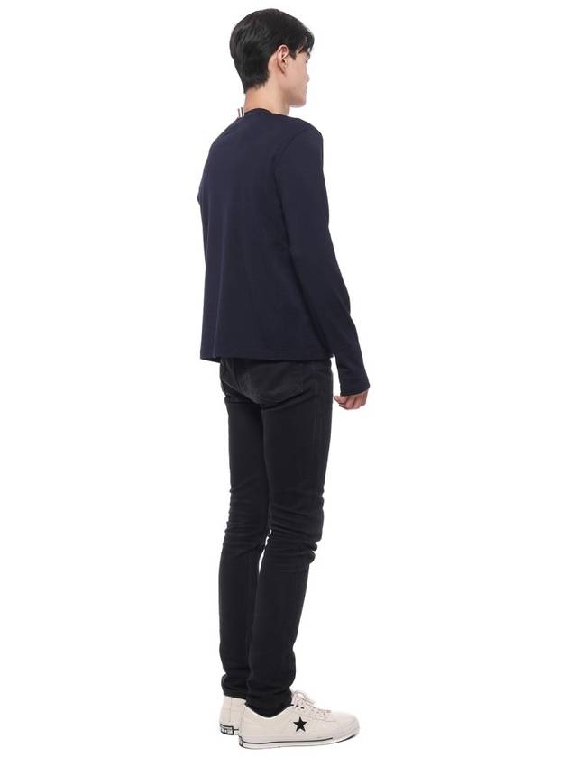 Wool Jersey 4-Bar Long Sleeve T-Shirt Navy - THOM BROWNE - BALAAN 7